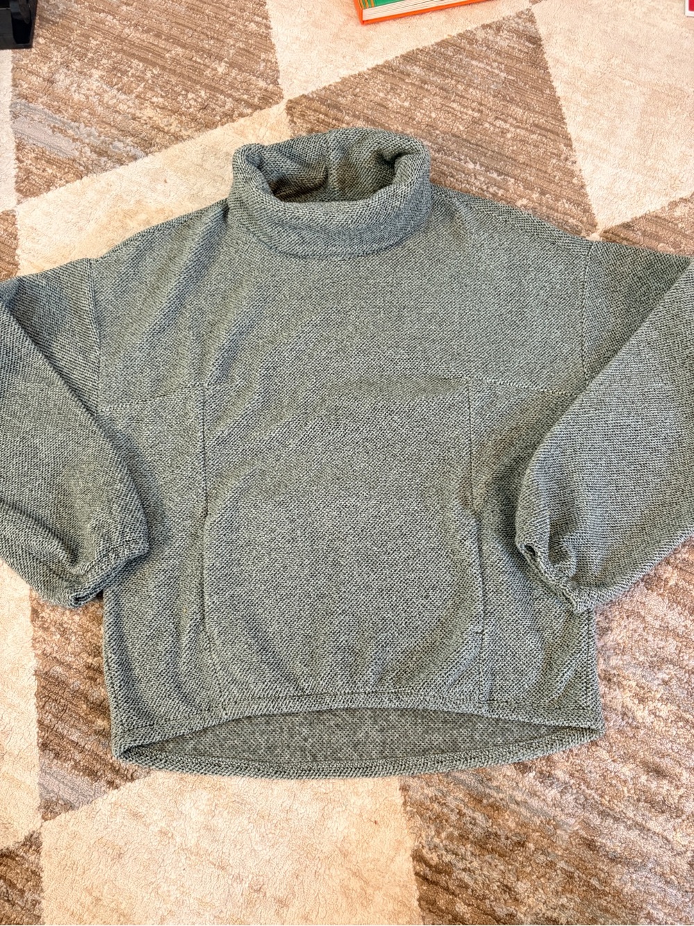 Balance Collection Olive Green Turtleneck Pocket Sweater